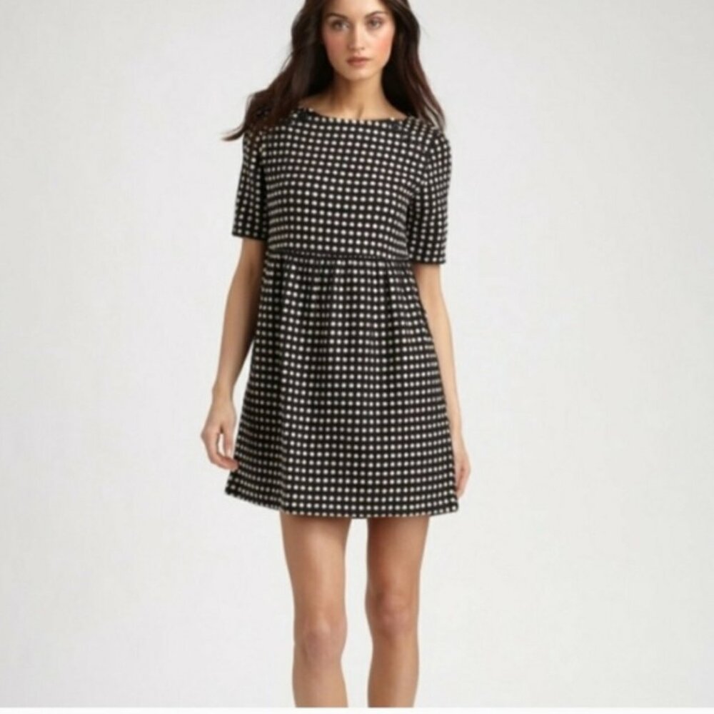 Ace & Jig Black and White Polka Dot Knit Skater Twee Mini Dress Size Small